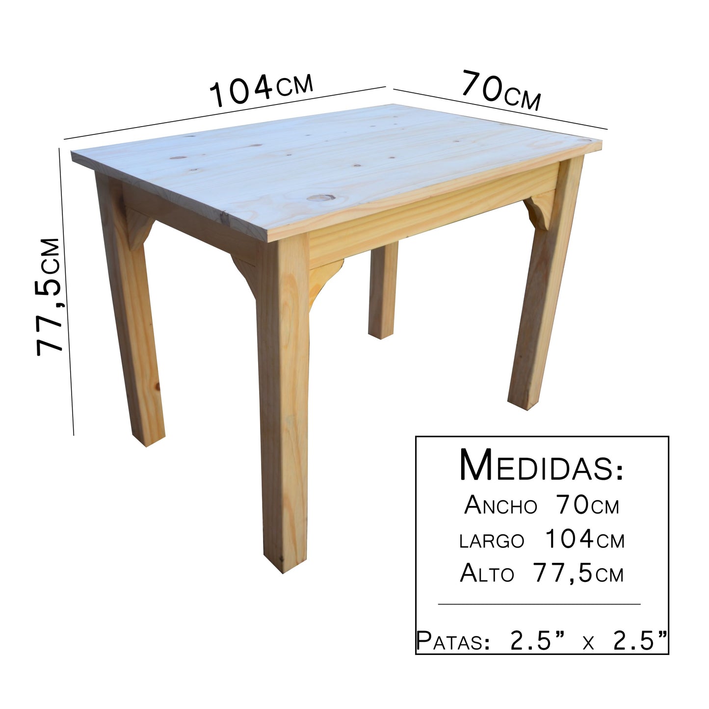 Mesa de comedor madera sin lustre chica