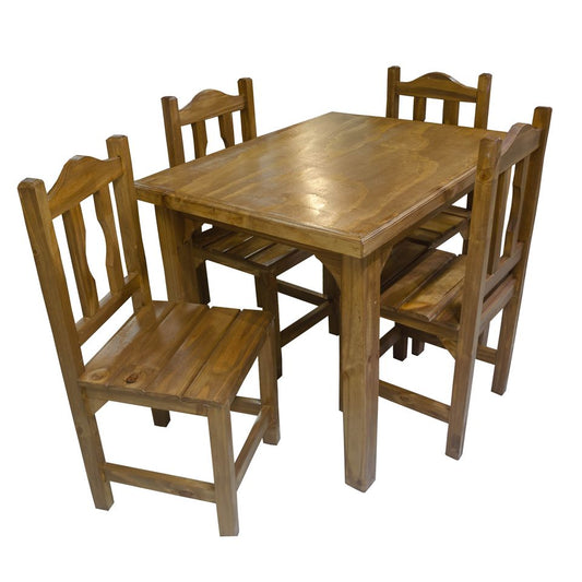 Juego de comedor de madera pino 4 sillas