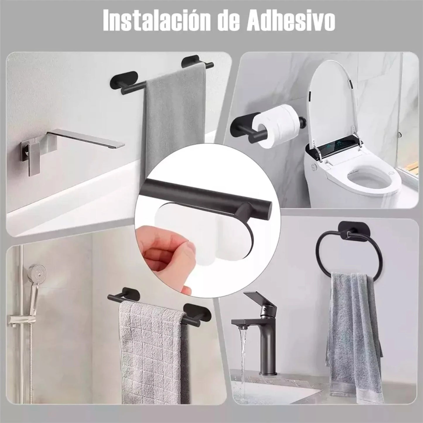 Accesorios para baño 4 piezas adhesivas