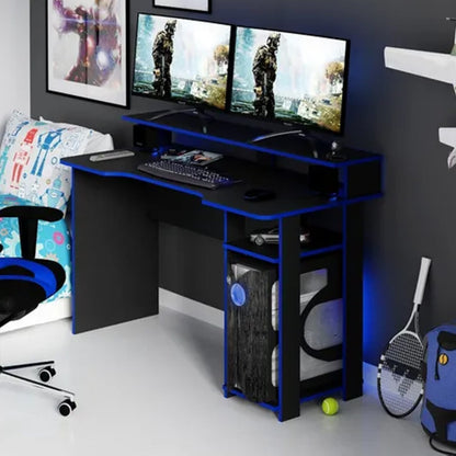 Escritorio gamer con repisa ME 4153 azul