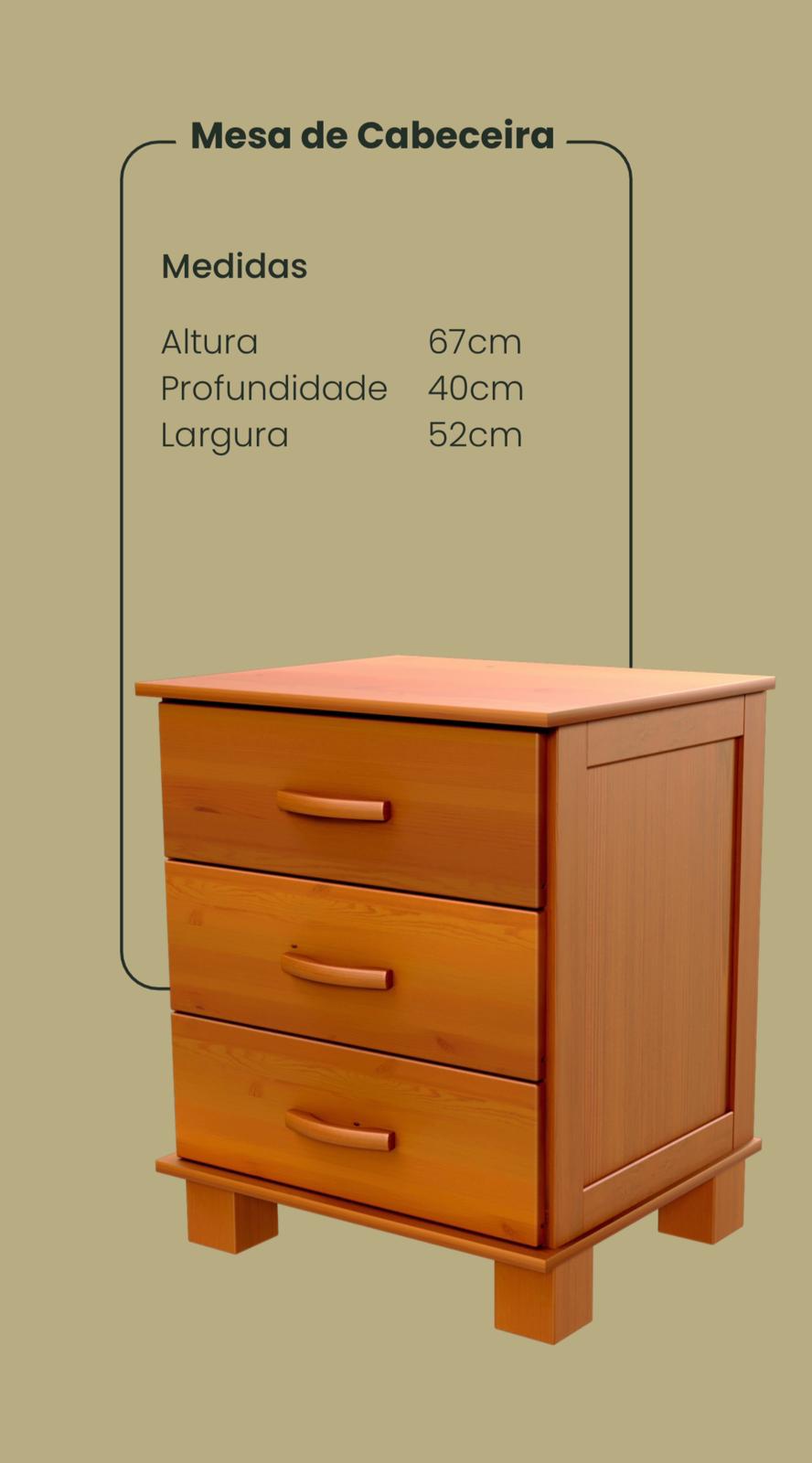 Mesa de luz 3 cajones - CASUAL