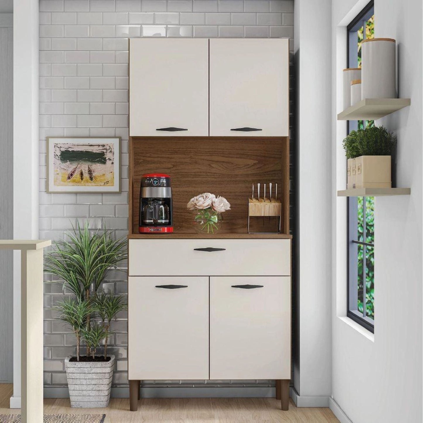 Kit de cocina 4 puertas CRIS - NOGUEIRA/OFF WHITE