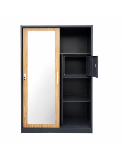 Ropero de hierro con 2 puertas corredizas TL-347 - NEGRO/MARRÓN