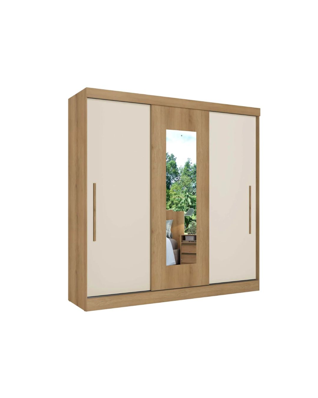 Ropero 3 puertas corredizas VISION - Capuccino/Off White Flex Cacau 