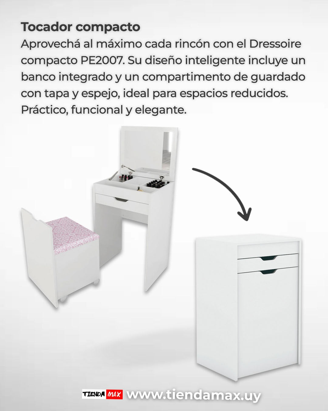 Tocador con banco Rosado/Blanco - PE-2007/408