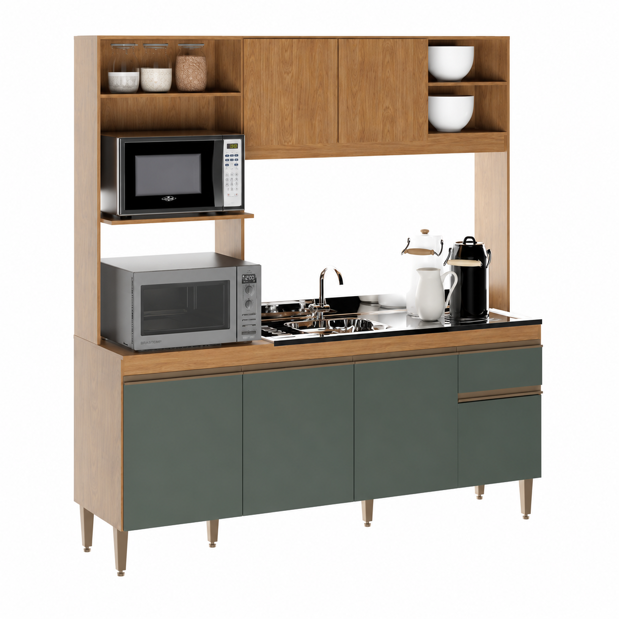 Cocina compacta Martina 0344 - FREIJO/VERDE