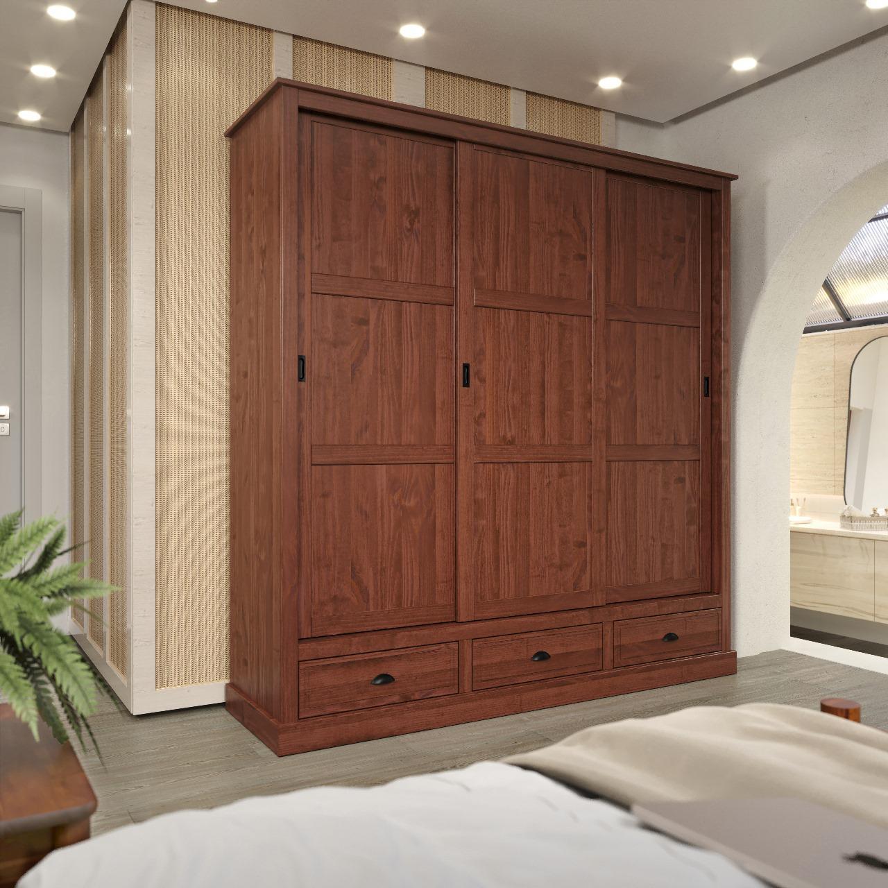 Ropero 3 puertas corredizas madera maciza - CERA