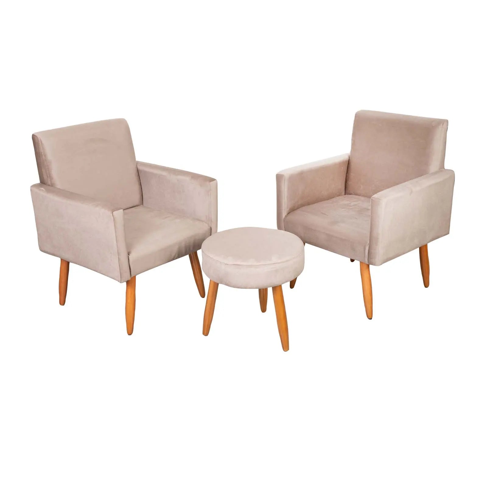 Set butaca y puff en tela Dallas - COLOR:NATURAL/BEIGE