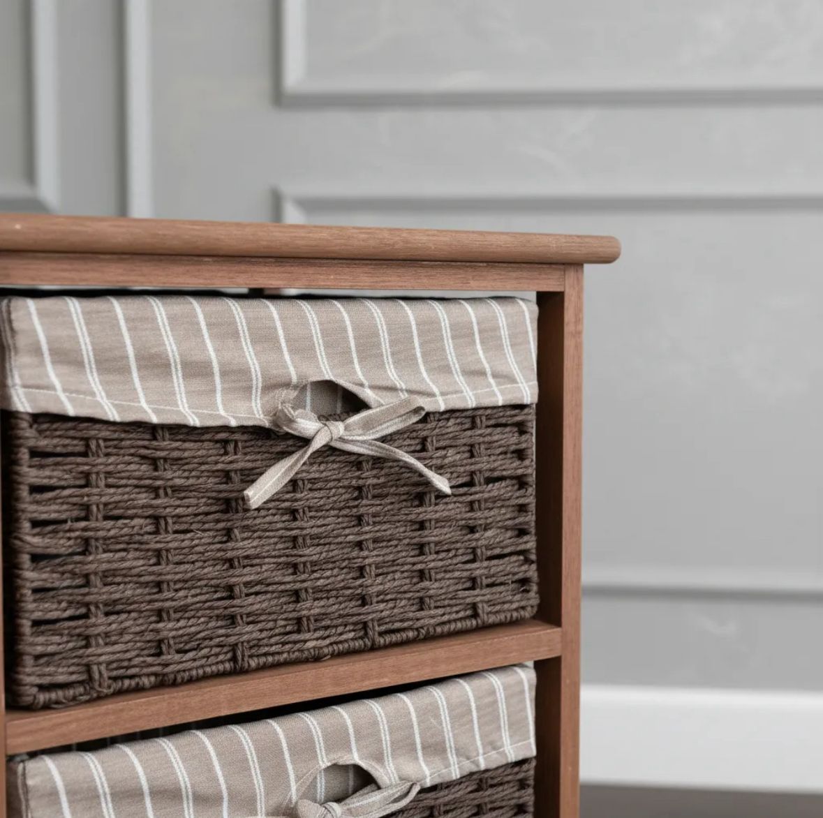 Cajonera 4 canastos de mimbre - MARRÓN