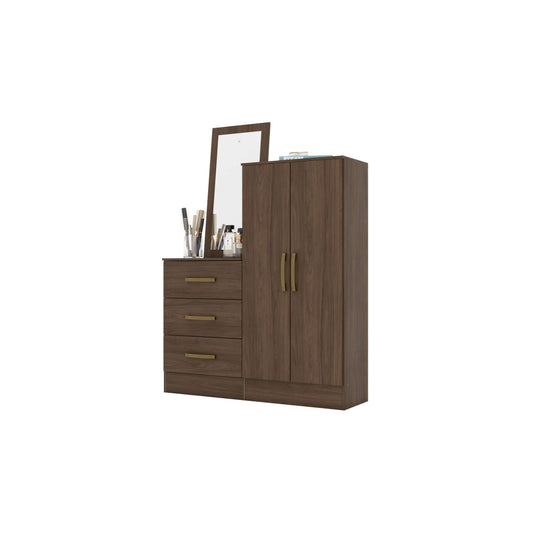 Ropero con cómoda y espejo B700 - MARRÓN