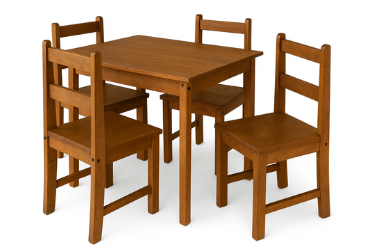 Juego de comedor 4 sillas Mexicano - CERA OSCURO