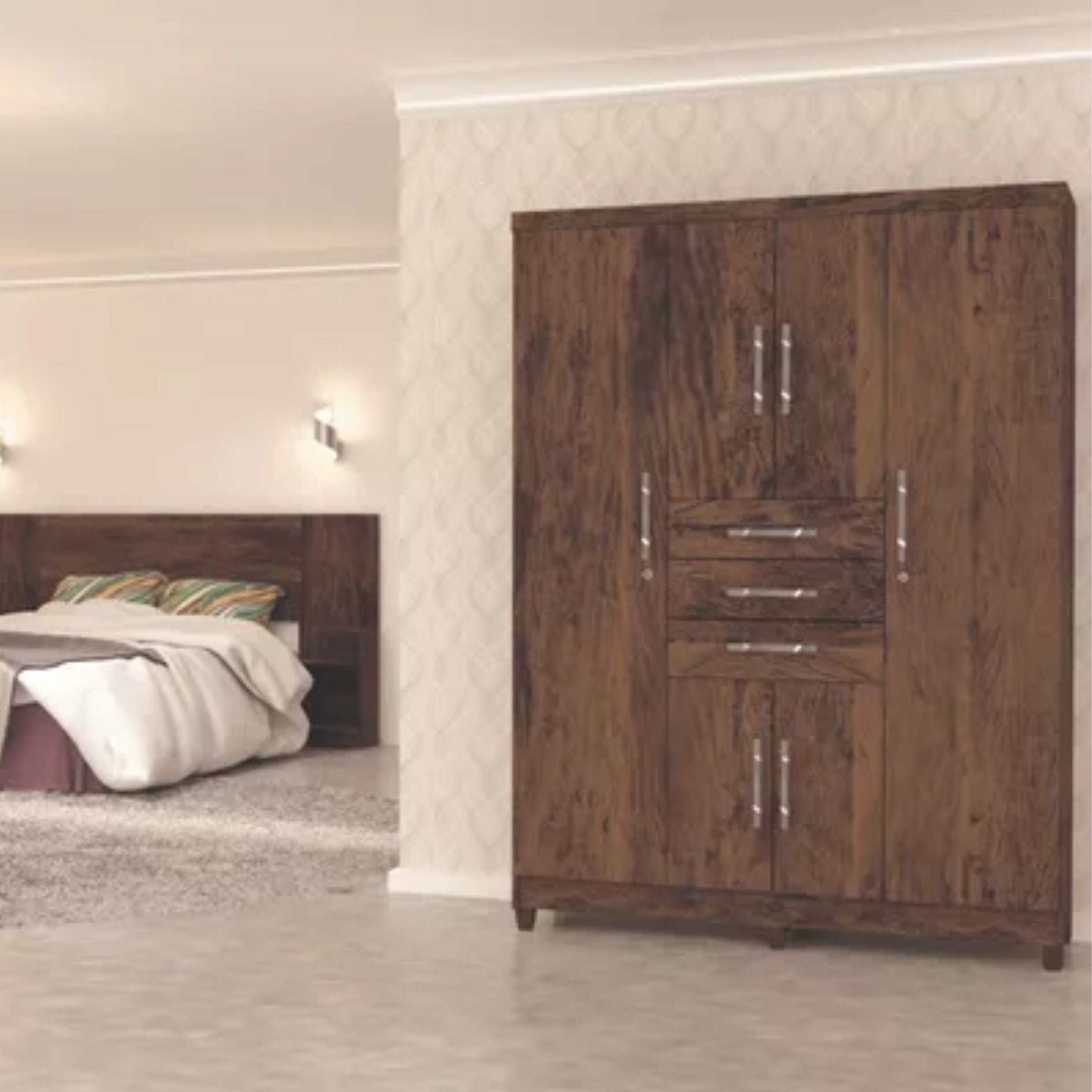 Ropero 6 puertas Taurus - IMBUIA/RÚSTICO