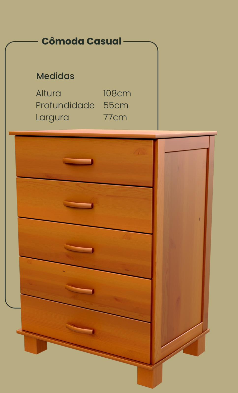 Cómoda 5 cajones en madera - CASUAL
