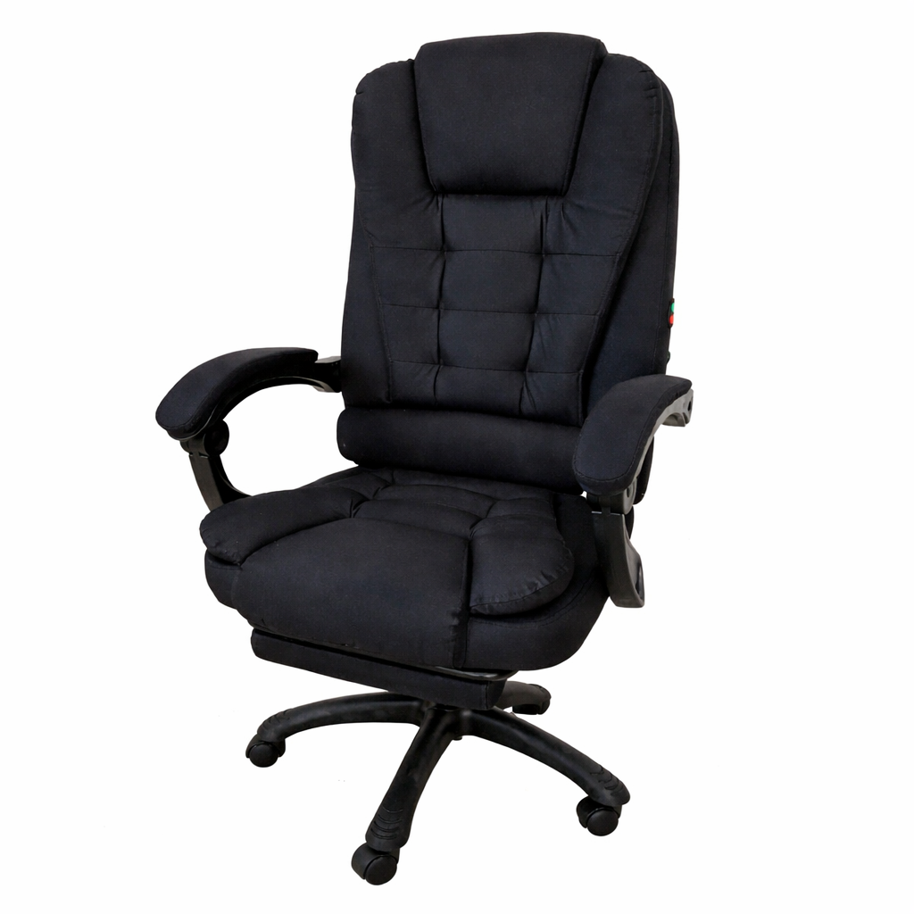 Silla escritorio con masajeador y posa pie - NEGRO