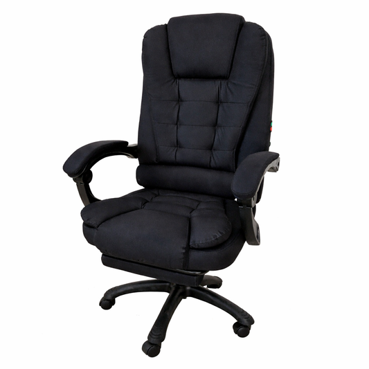 Silla escritorio con masajeador y posa pie - NEGRO