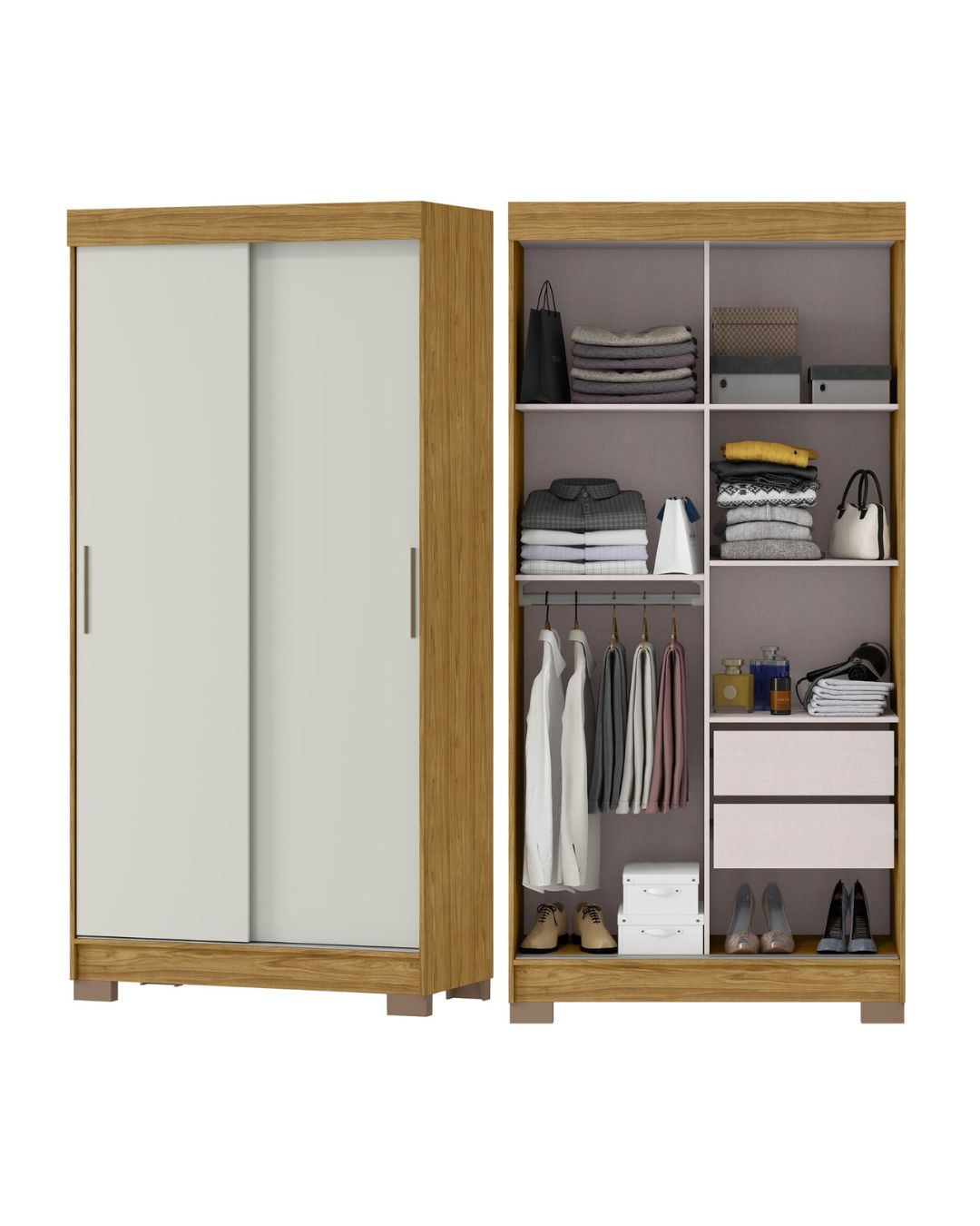 Ropero 2 puertas corredizas ANTARES - MARRÓN