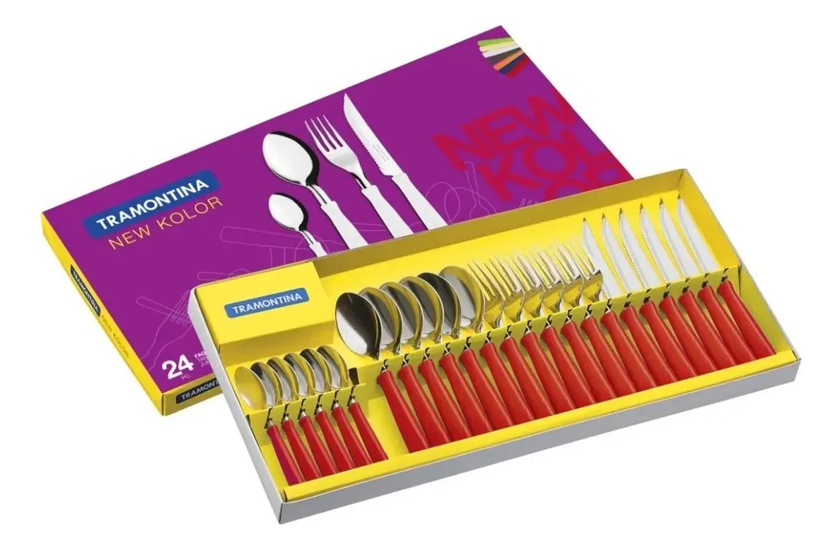 Set de 24 cubiertos Tramontina New Kolor - ROJO