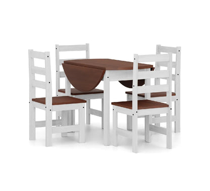 Juego de comedor 4 sillas Blanco/Nogal - ALAS