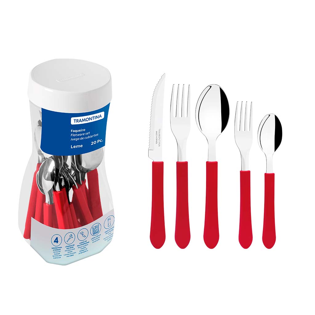 Juego de cubiertos 20Pz Tramontina - ROJO