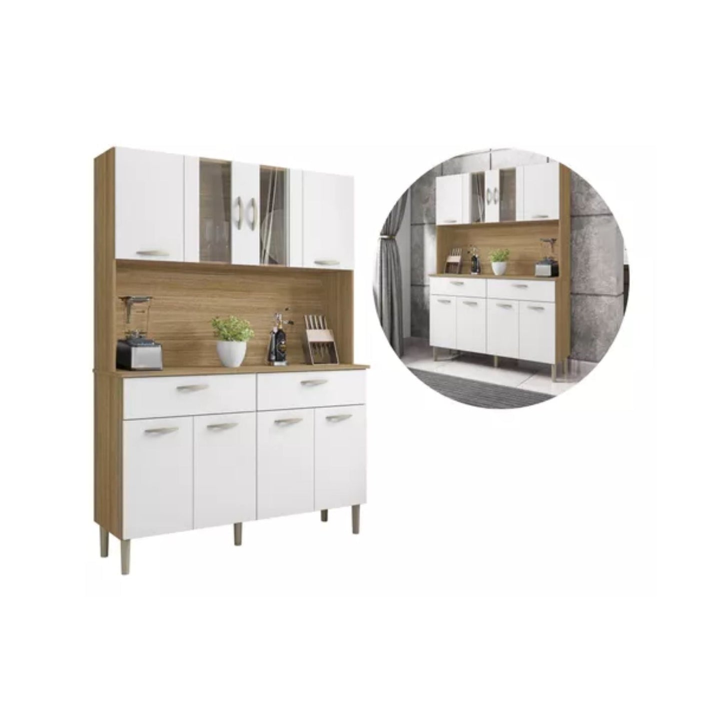 Kit de cocina 8 puertas PAN - FREIJO/SUPREMO BLANCO