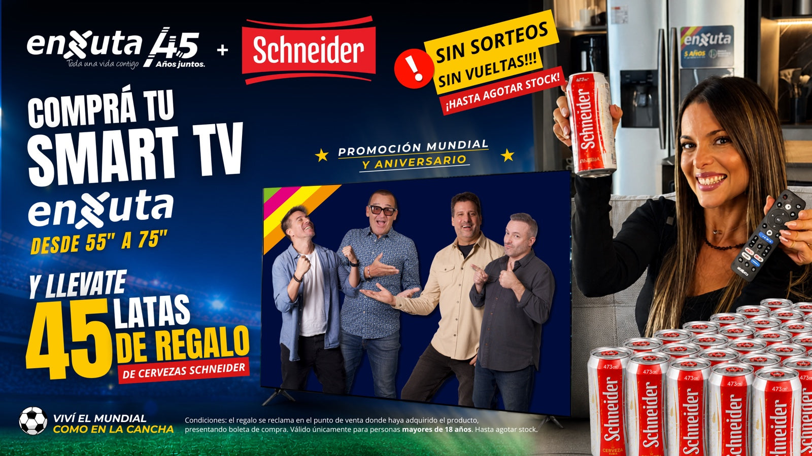 Smart TV  55" Enxuta + 45 latas de cerveza de regalo 