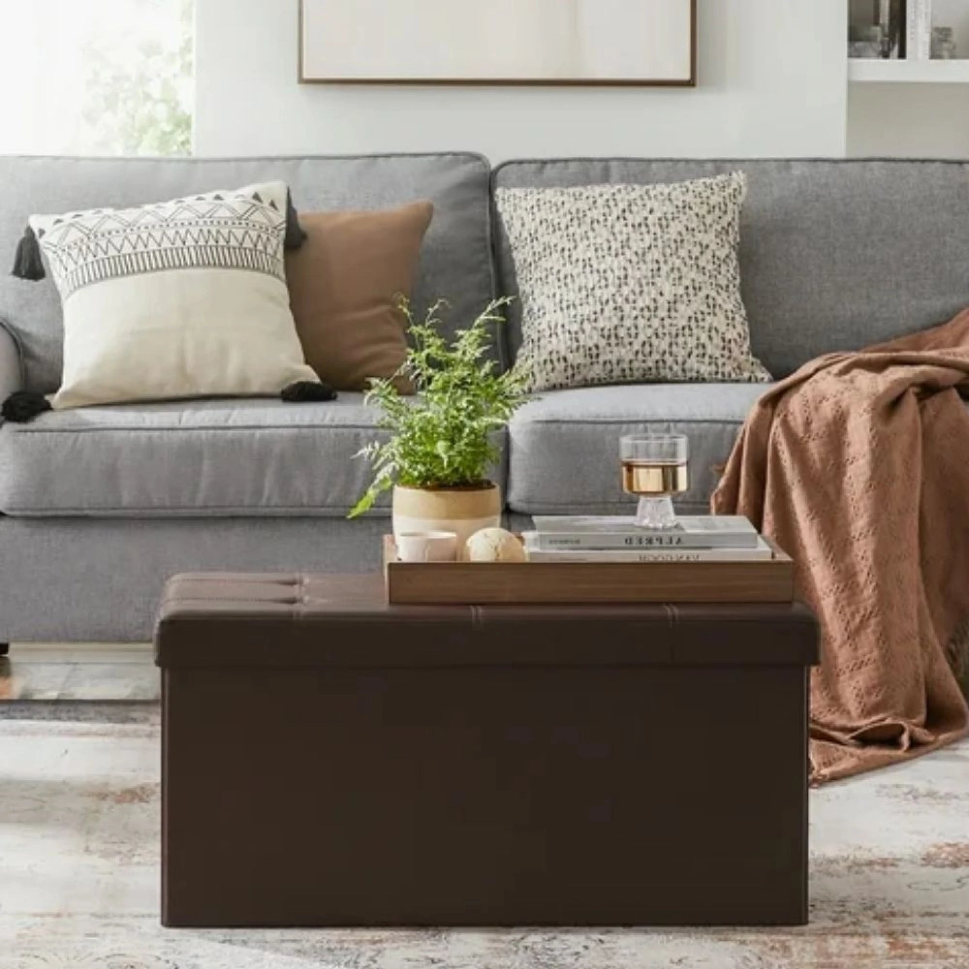 Baúl puff Houston Cuerina - CHOCOLATE