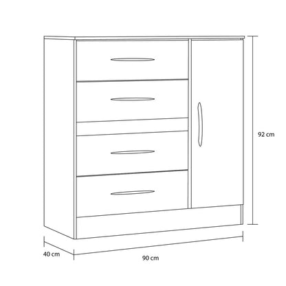 Cómoda 4 cajones 1 puerta - 2009 