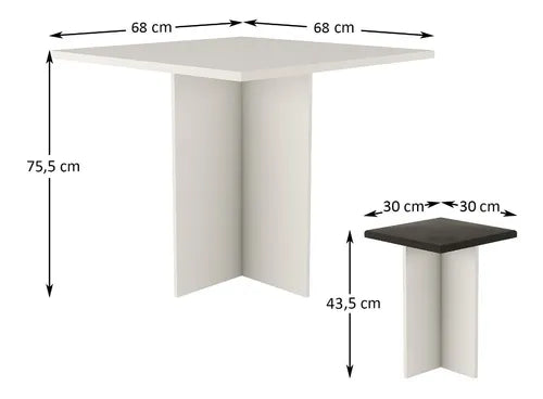 Juego de comedor 4 banquetas MDF - SJ-4705 Blanco/Negro