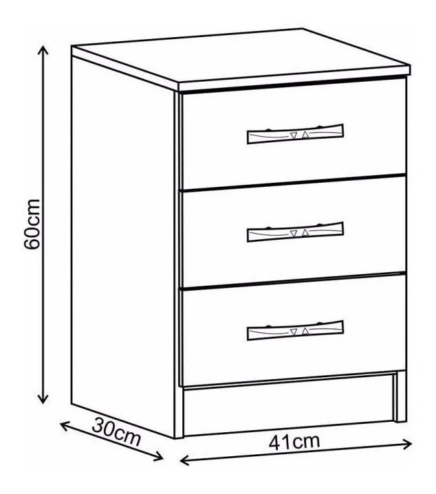 Mesa de luz 3 cajones - BLANCO