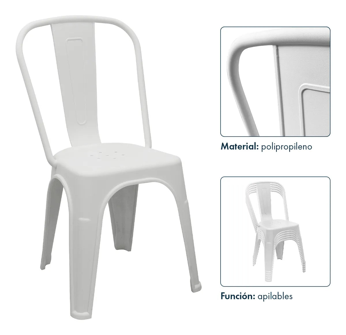 Silla Tolix plástica - NEGRO