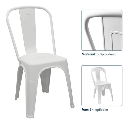 Silla Tolix plástica - NEGRO
