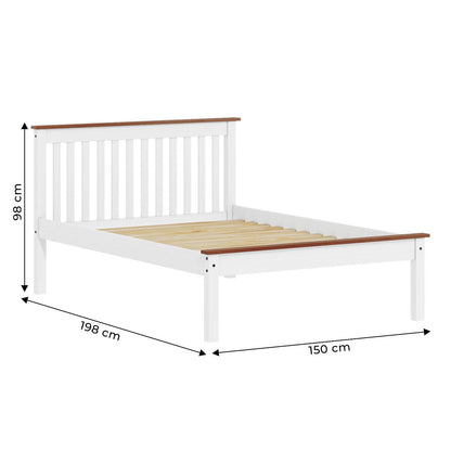 Cama 2 plazas madera maciza ARIZONA - BLANCO