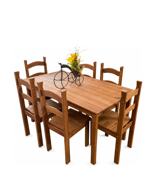 Juego de comedor 6 sillas Mexicano - CERA OSCURO