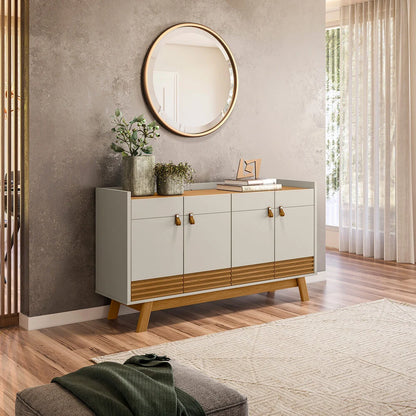 Aparador 4 puertas 160cm Abruzzo - Freijo/Off White.