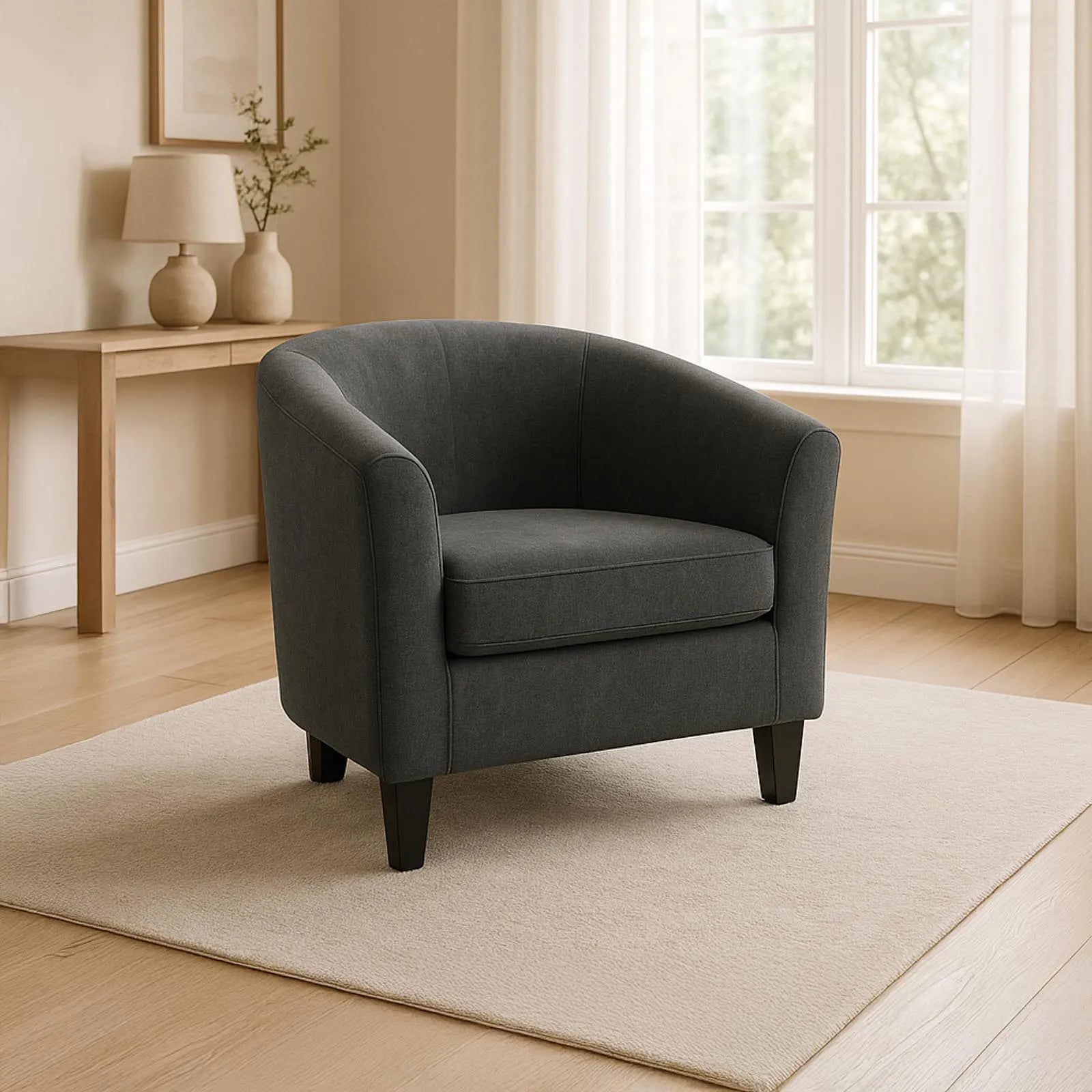 Butaca U tapizada en tela - GRIS