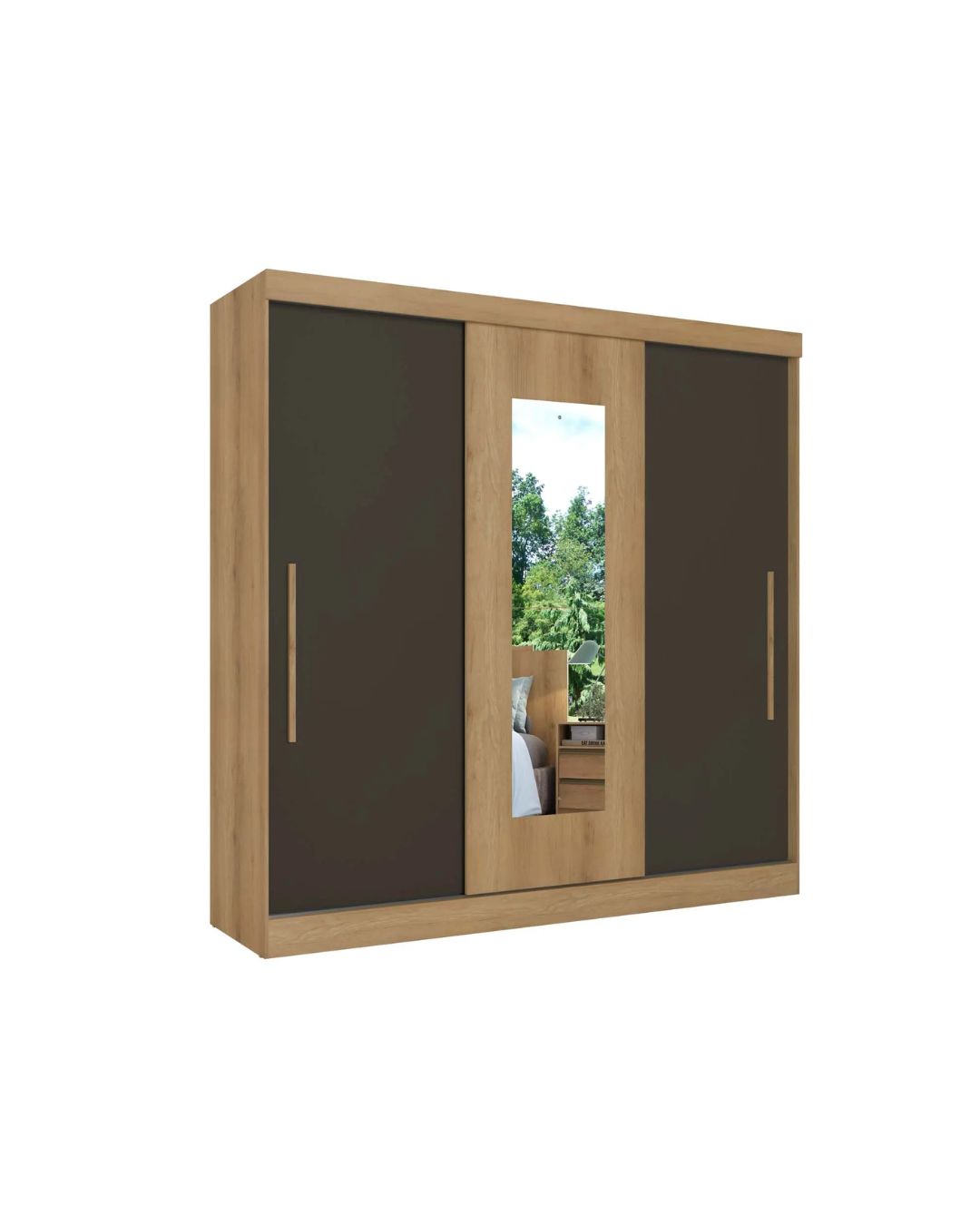 Ropero 3 puertas corredizas VISION - Capuccino/Off White Flex Cacau 