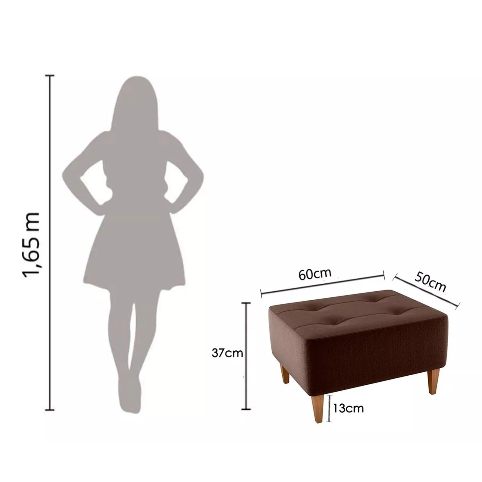Puff rectangular en tela - CHOCOLATE