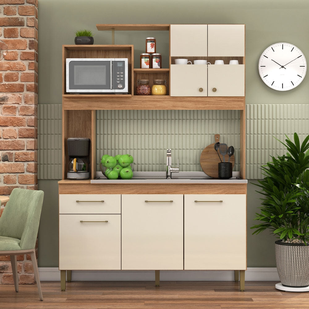 Cocina Compacta Smile - CC190 - Color:Miel/Off White
