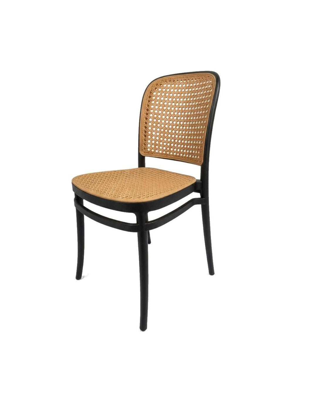 Silla de comedor plástico rattan VIENA - NEGRO/MARRÓN