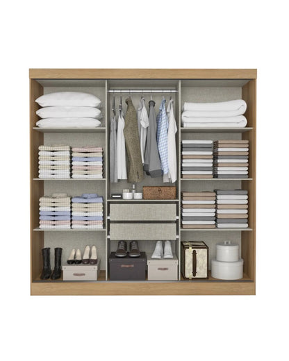 Ropero 3 puertas corredizas VISION - Capuccino/Off White Flex Cacau 