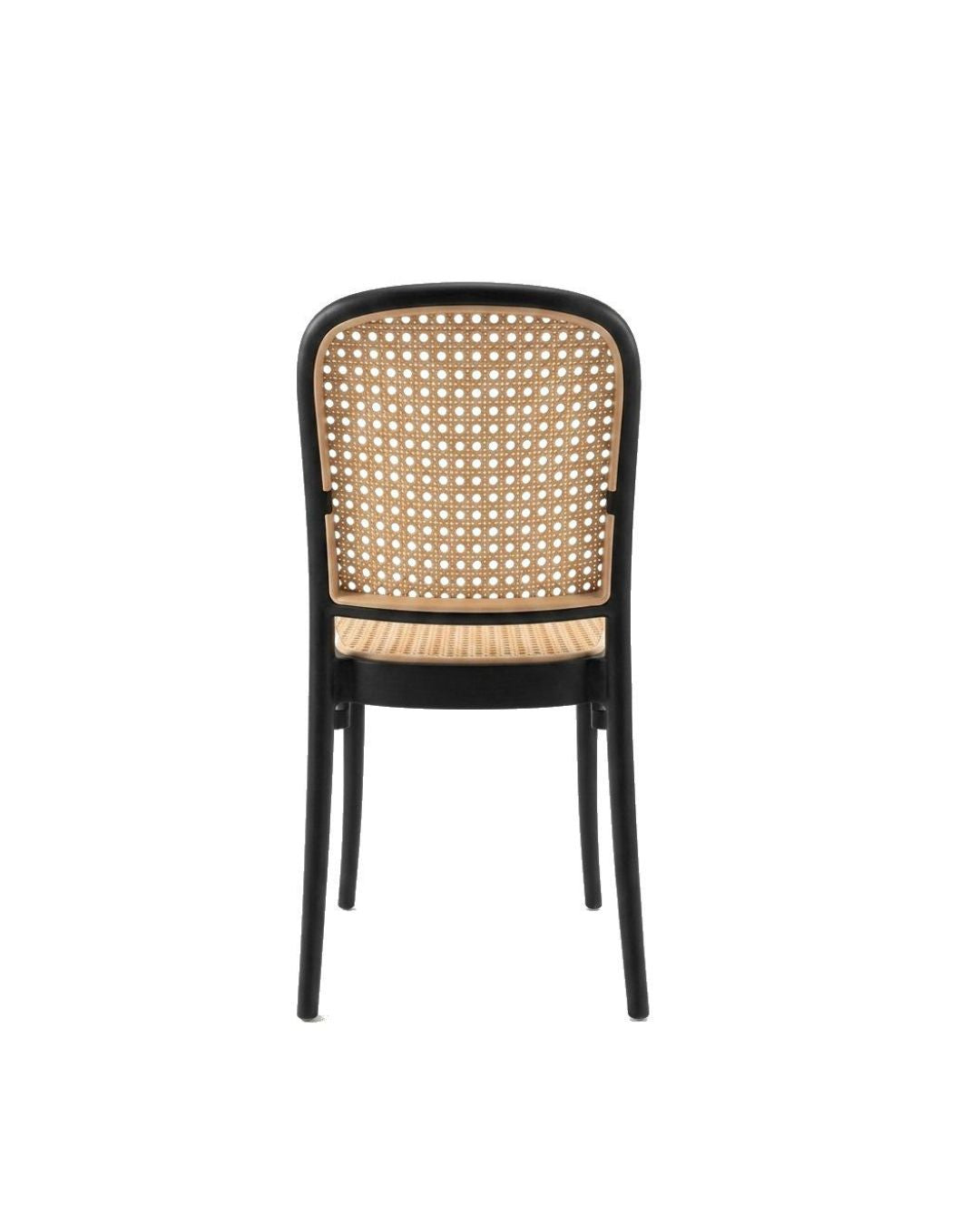 Silla de comedor plástico rattan VIENA - NEGRO/MARRÓN