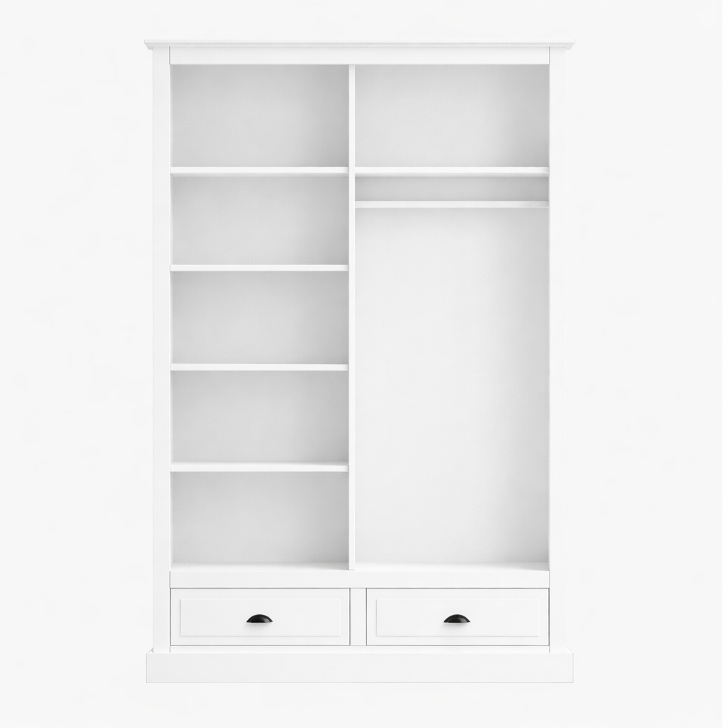 Ropero 2 puertas corredizas madera maciza BLANCO - VB3088