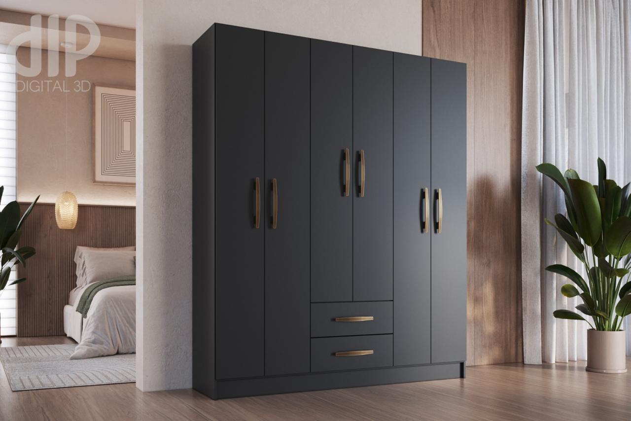 Ropero 6 puertas La Tentación - NEGRO