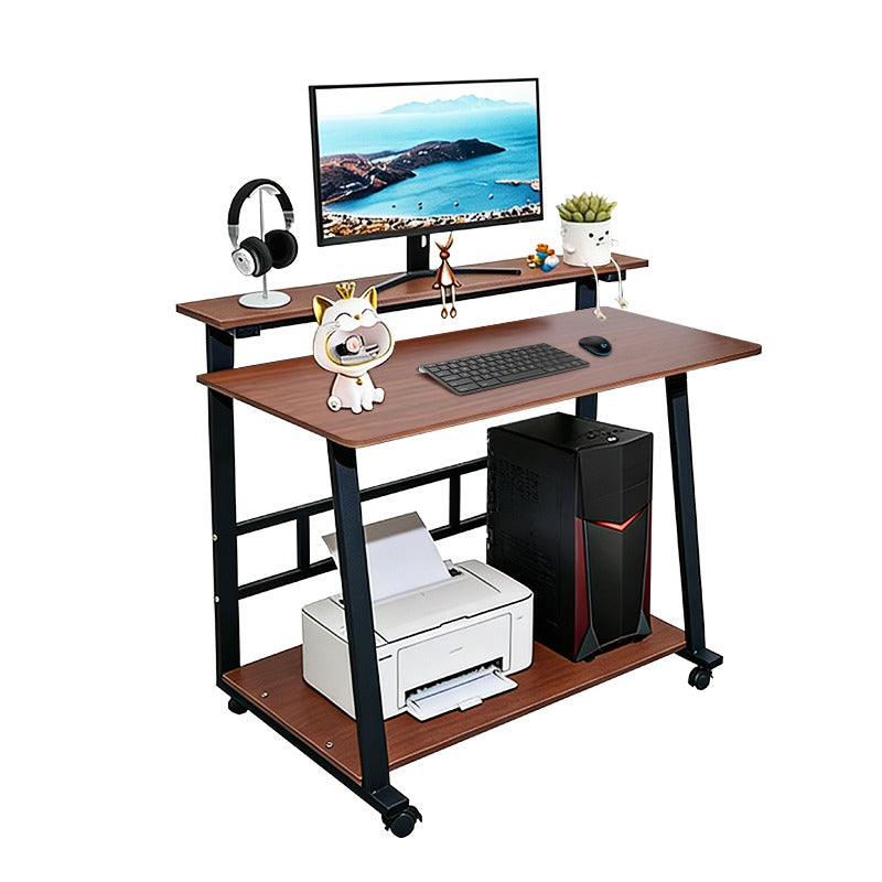 Escritorio con ruedas y estantes metal y MDF ESH0031 - MARRÓN