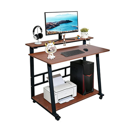Escritorio con ruedas y estantes metal y MDF ESH0031 - MARRÓN