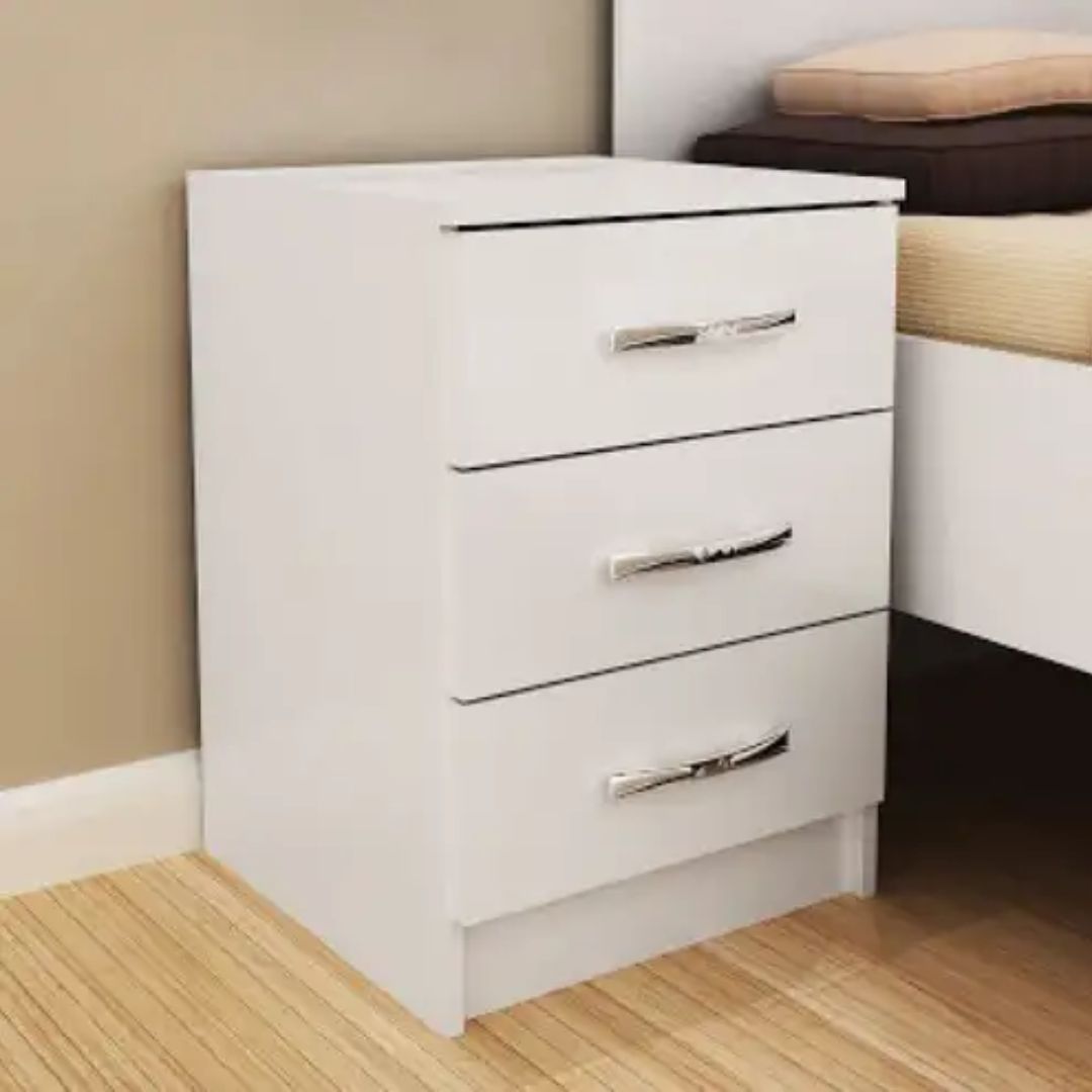 Mesa de luz 3 cajones - BLANCO