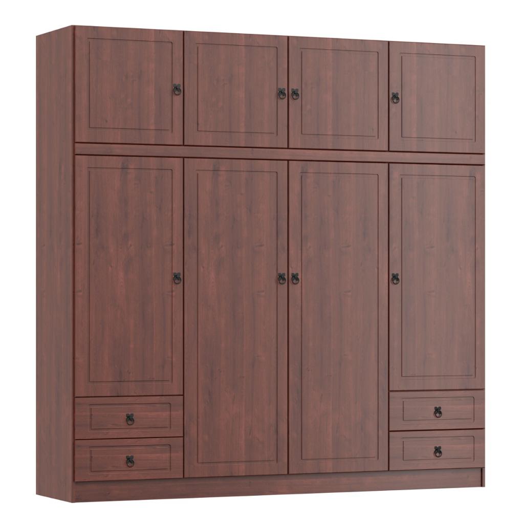 Ropero madera maciza 4 puertas - MARRON