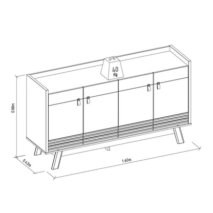 Aparador 4 puertas 160cm Abruzzo - Freijo/Off White.