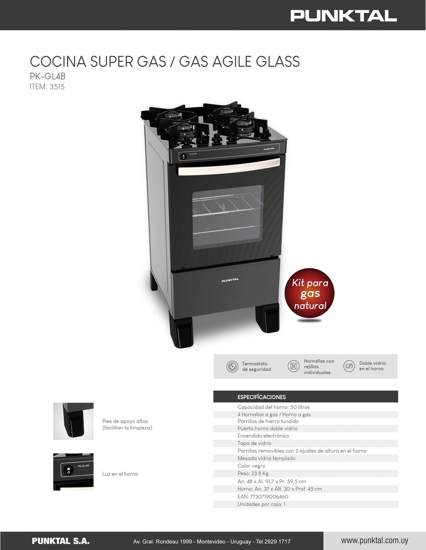 Cocina a gas Punktal - GL4B