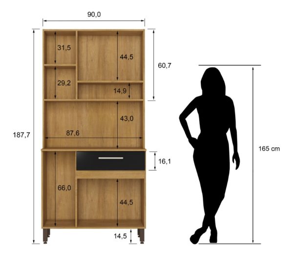 Kit de cocina 6 puertas 2090 - MIEL/NEGRO